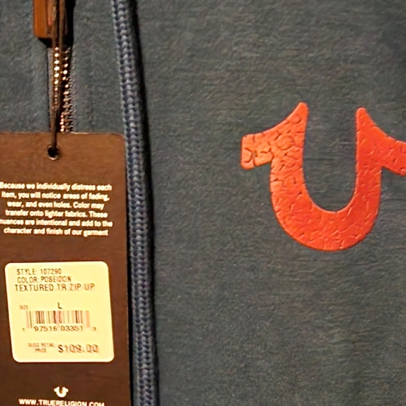 True Religion Men's Zip Up Hoodie szL - Picture 2 of 3